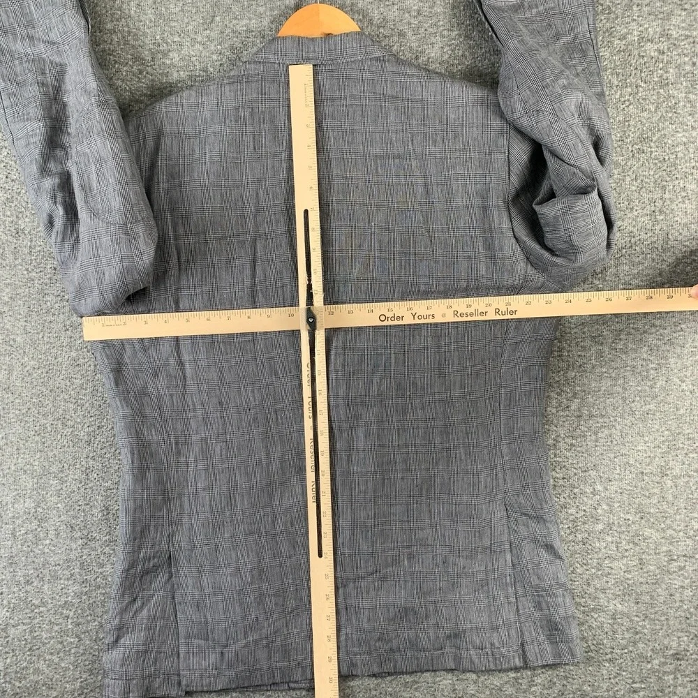 Joseph Abboud Linen Blazer Jacket Men XL Gray Glen Check Sport Coat Elbow Patch